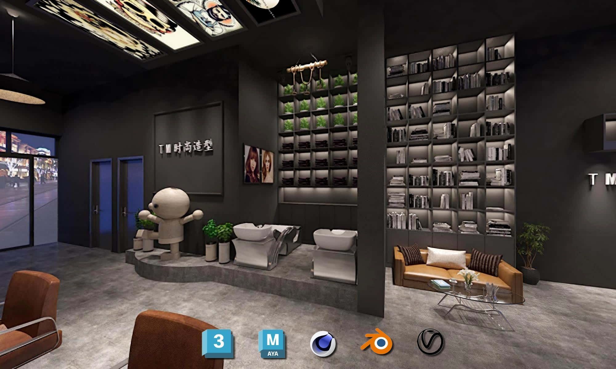 Complete Barber Shop Shampoo Room - High-Detail Collection Low-poly 3D model_33