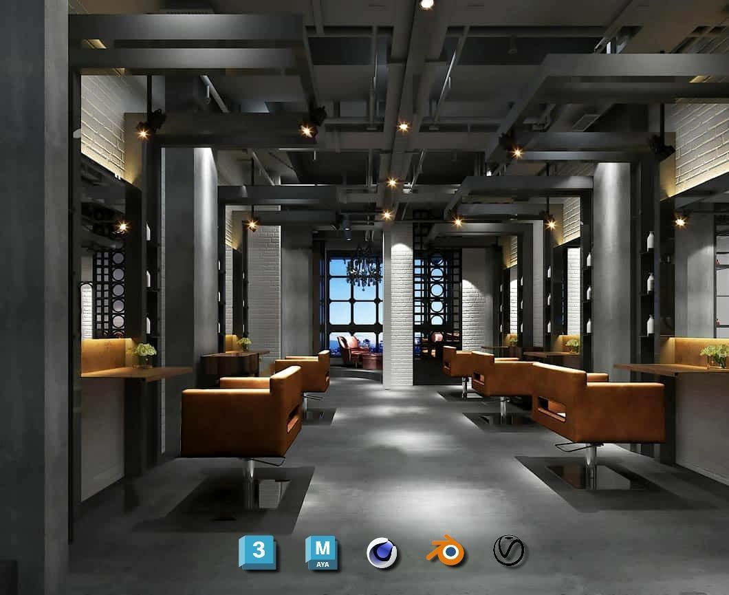 Complete Barber Shop Shampoo Room - High-Detail Collection Low-poly 3D model_30