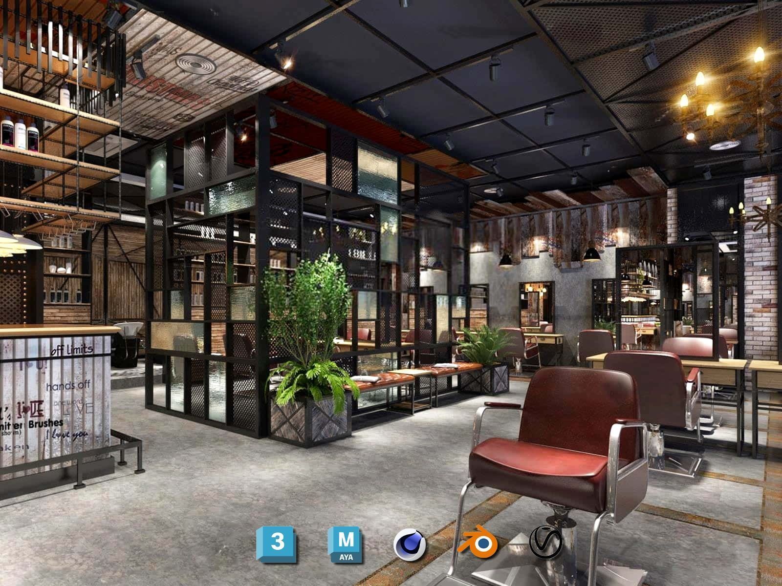 Complete Barber Shop Shampoo Room - High-Detail Collection Low-poly 3D model_76