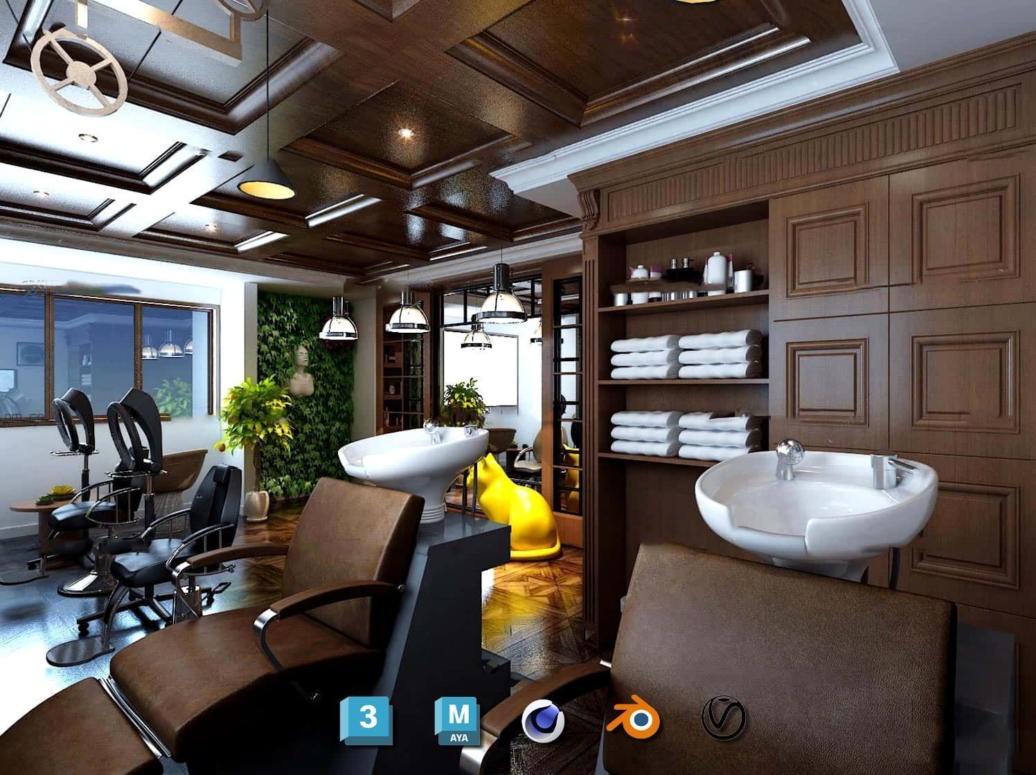 Complete Barber Shop Shampoo Room - High-Detail Collection Low-poly 3D model_60