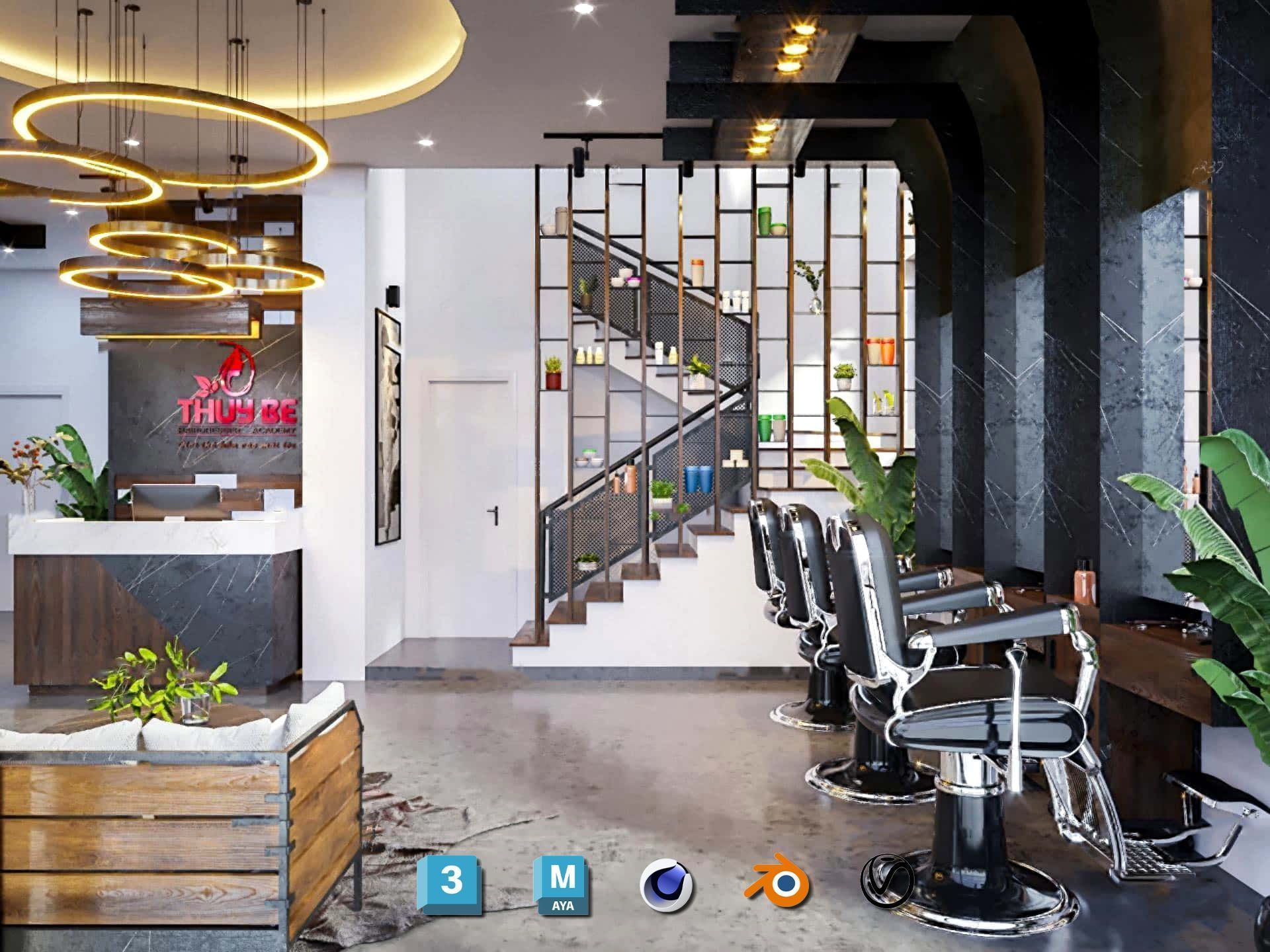 Complete Barber Shop Shampoo Room - High-Detail Collection Low-poly 3D model_39