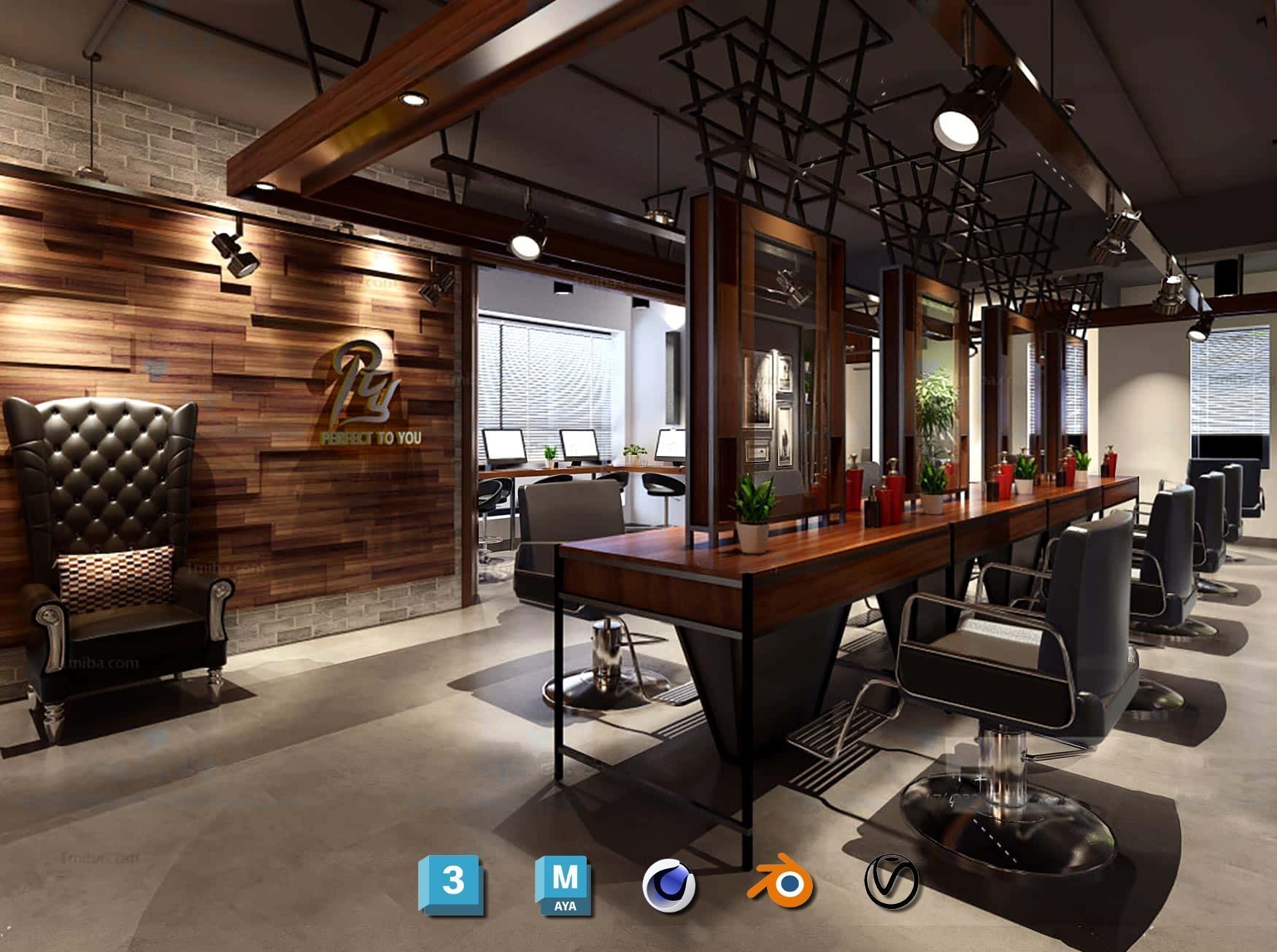 Complete Barber Shop Shampoo Room - High-Detail Collection Low-poly 3D model_45