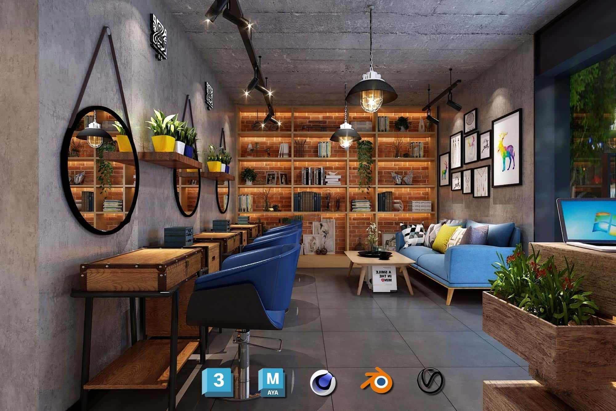 Complete Barber Shop Shampoo Room - High-Detail Collection Low-poly 3D model_73