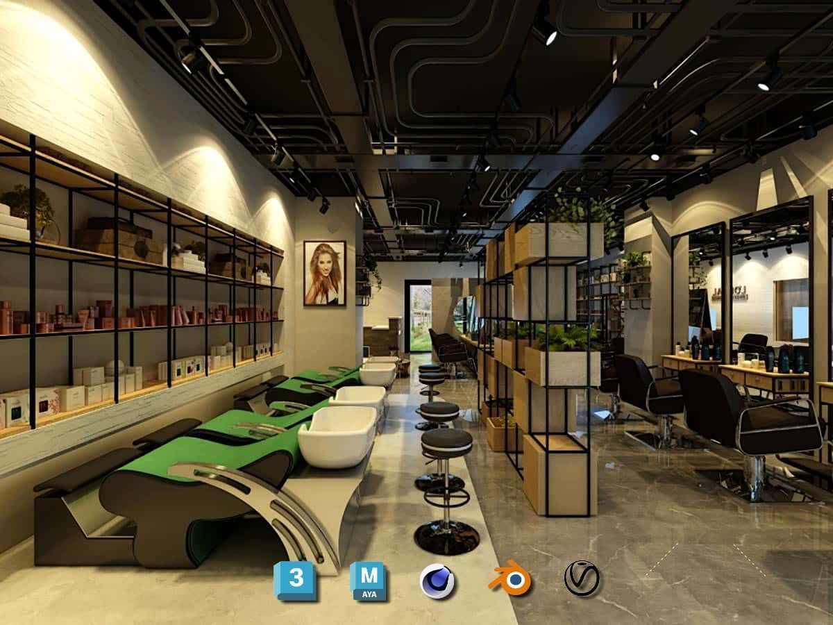 Complete Barber Shop Shampoo Room - High-Detail Collection Low-poly 3D model_22