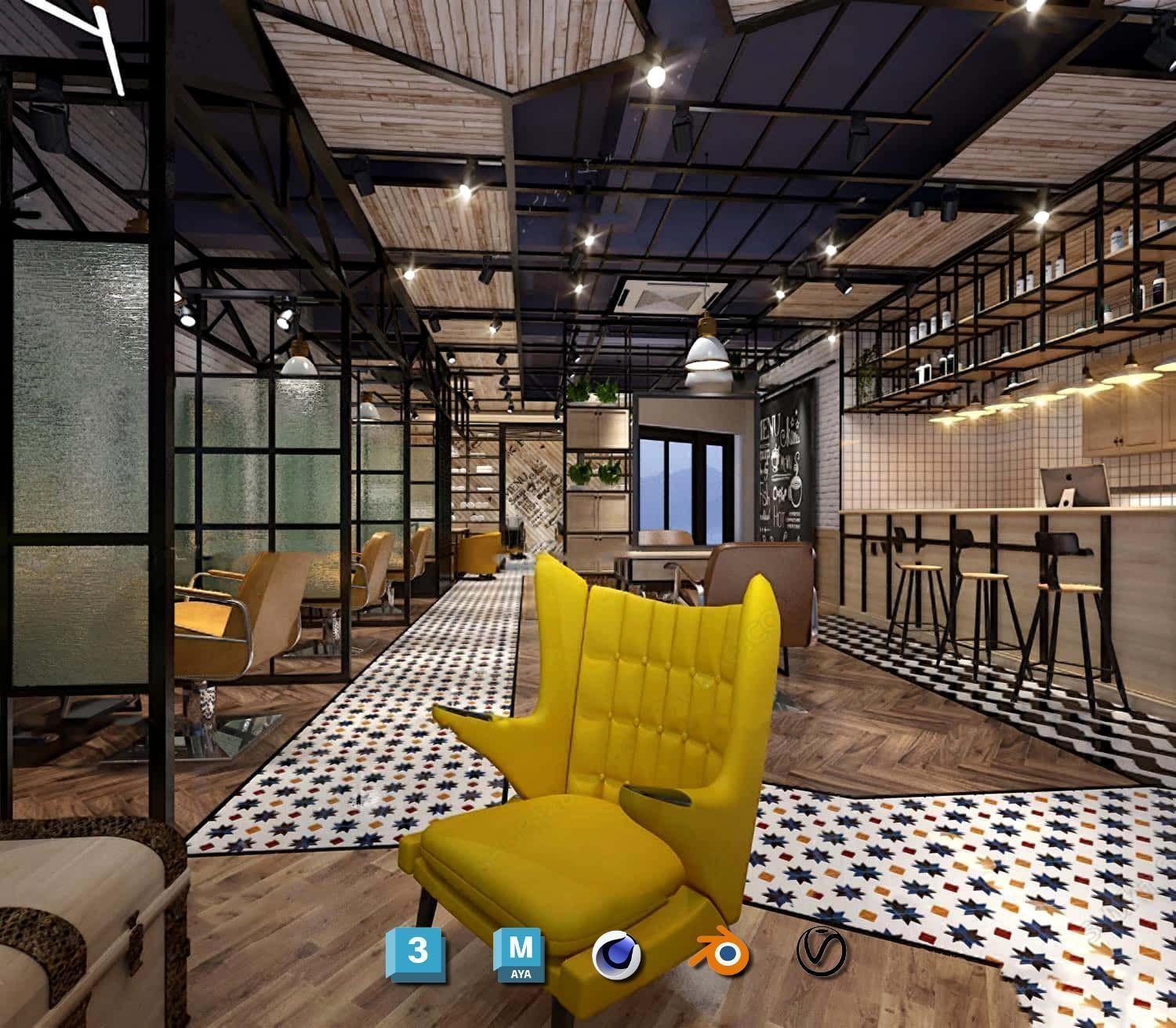 Complete Barber Shop Shampoo Room - High-Detail Collection Low-poly 3D model_81