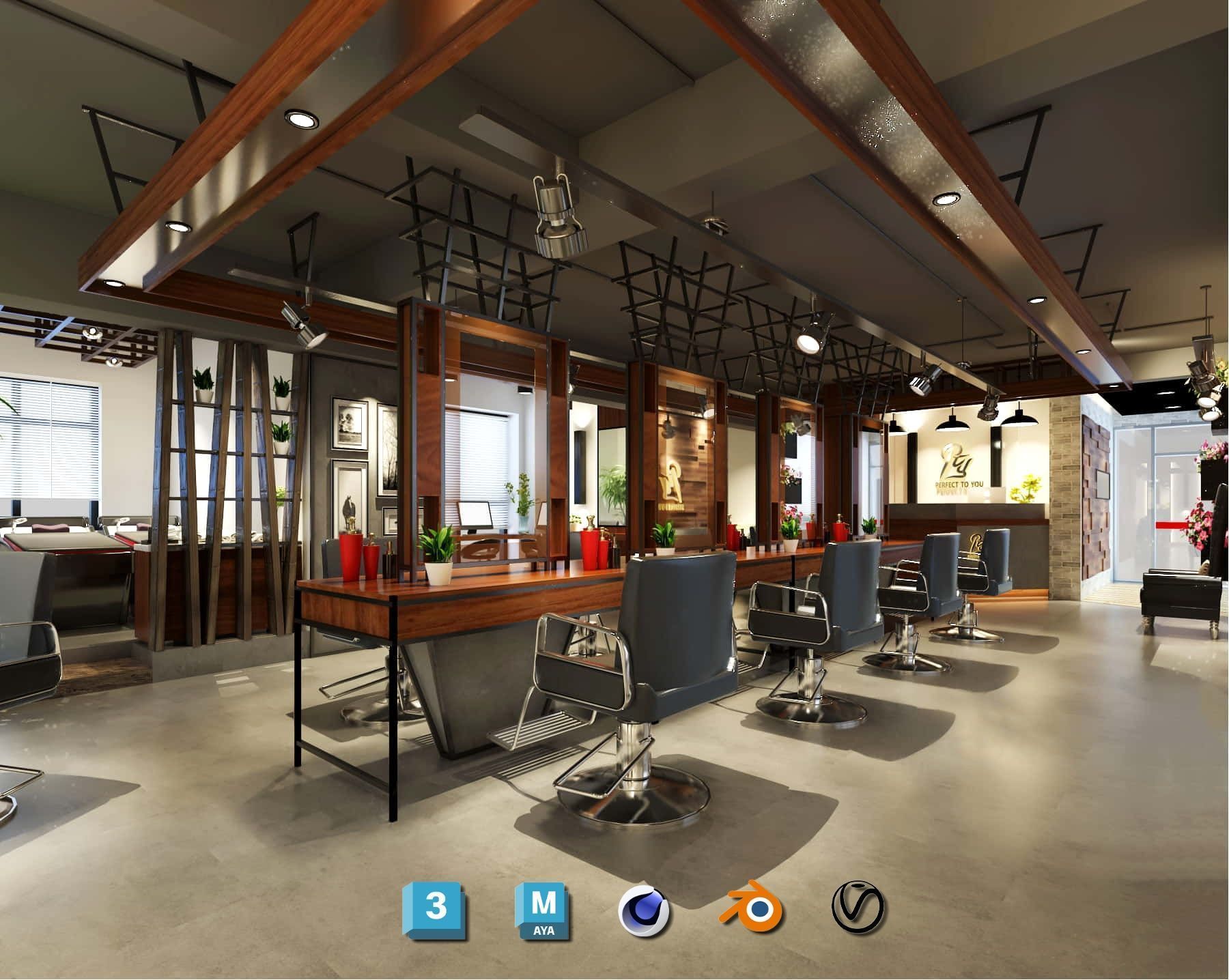 Complete Barber Shop Shampoo Room - High-Detail Collection Low-poly 3D model_44