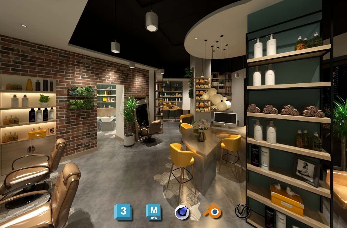 Complete Barber Shop Shampoo Room - High-Detail Collection Low-poly 3D model_46