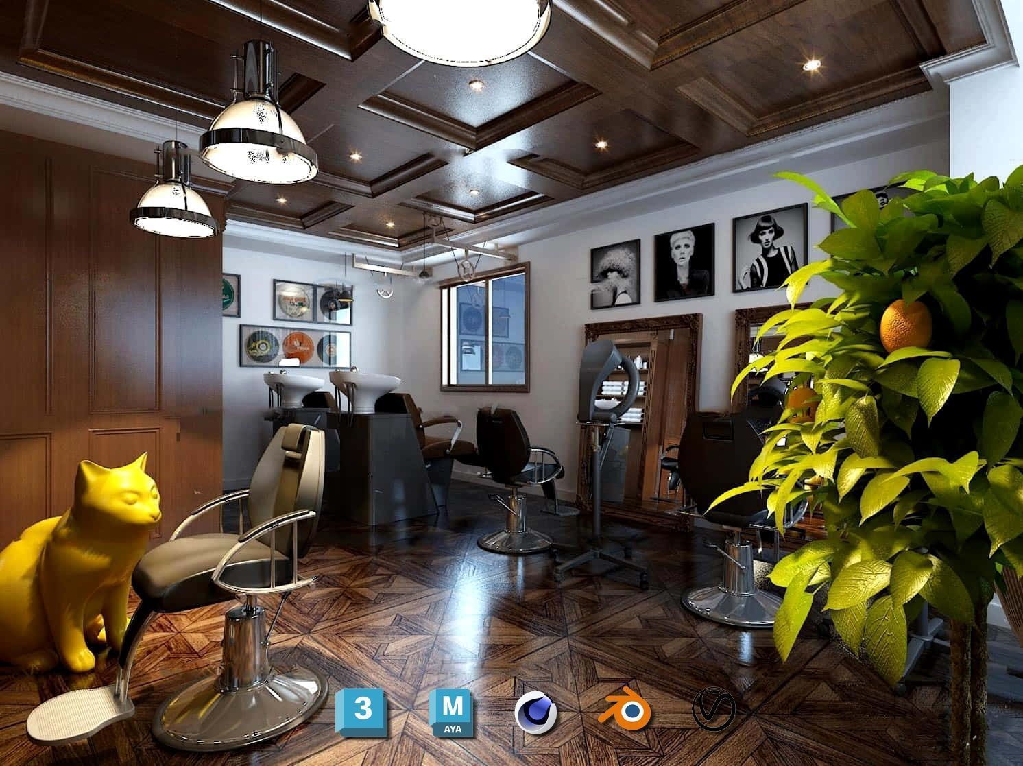 Complete Barber Shop Shampoo Room - High-Detail Collection Low-poly 3D model_61