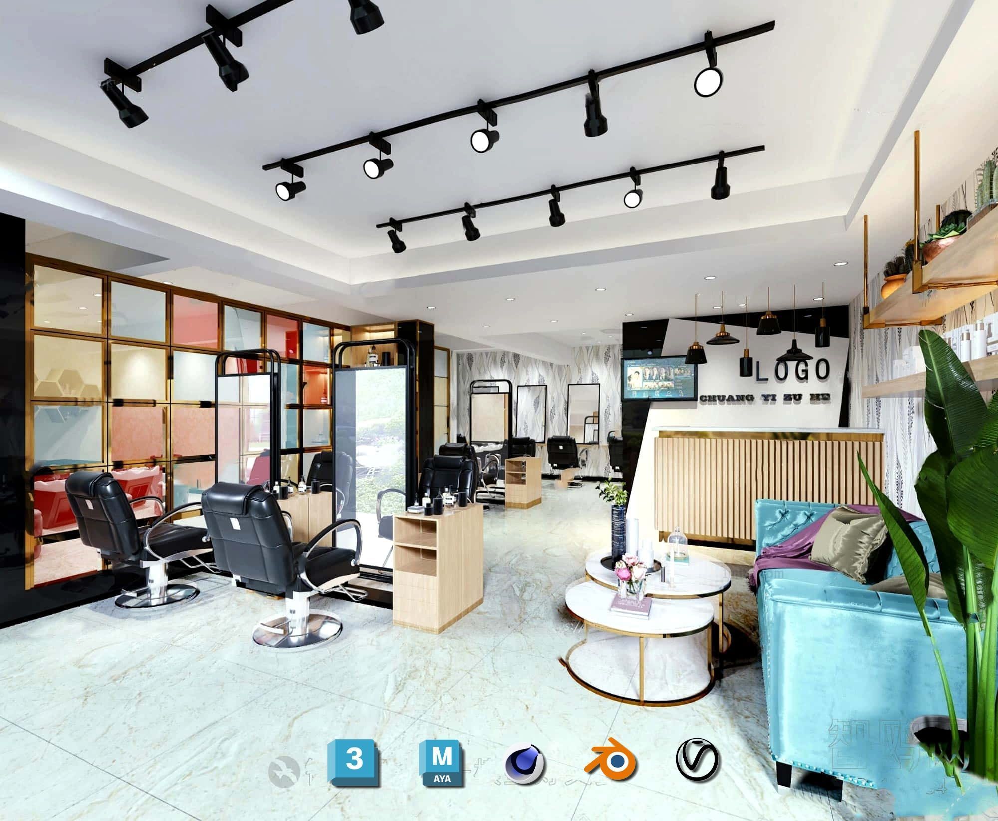 Complete Barber Shop Shampoo Room - High-Detail Collection Low-poly 3D model_77