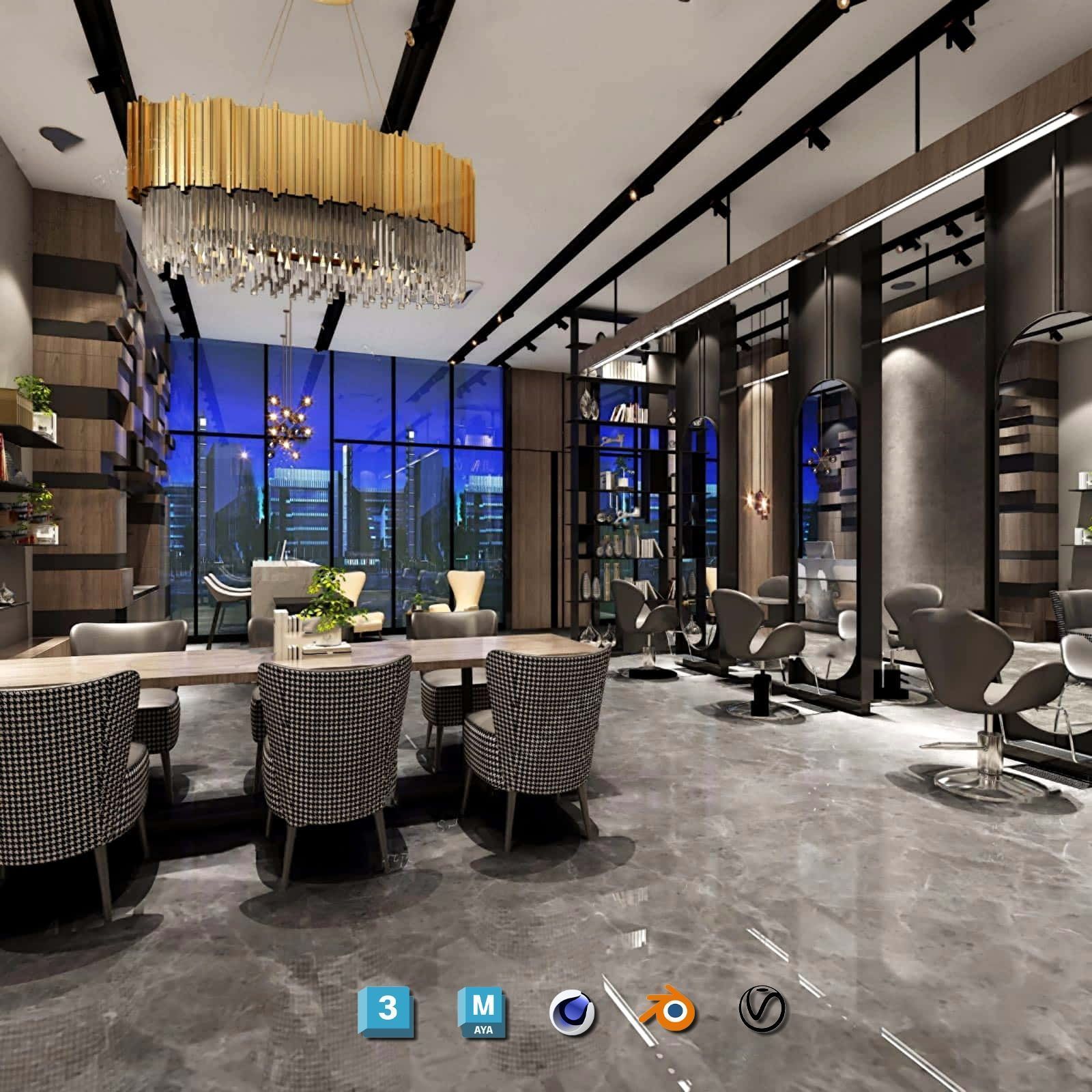 Complete Barber Shop Shampoo Room - High-Detail Collection Low-poly 3D model_114