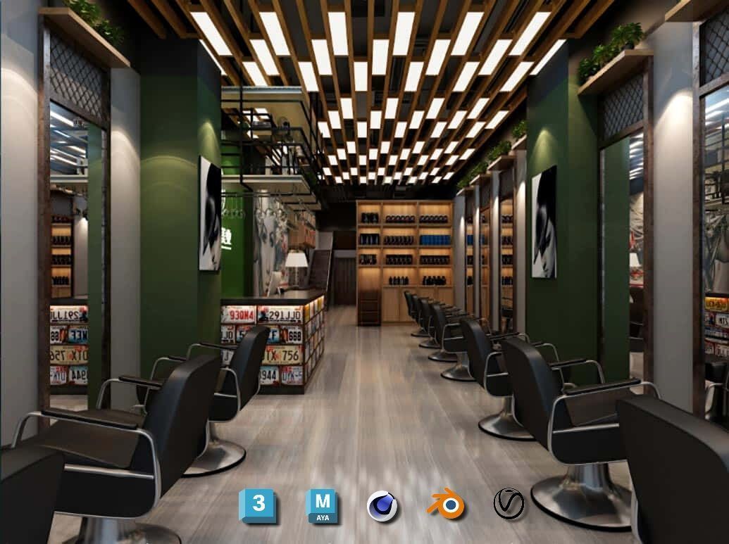 Complete Barber Shop Shampoo Room - High-Detail Collection Low-poly 3D model_117