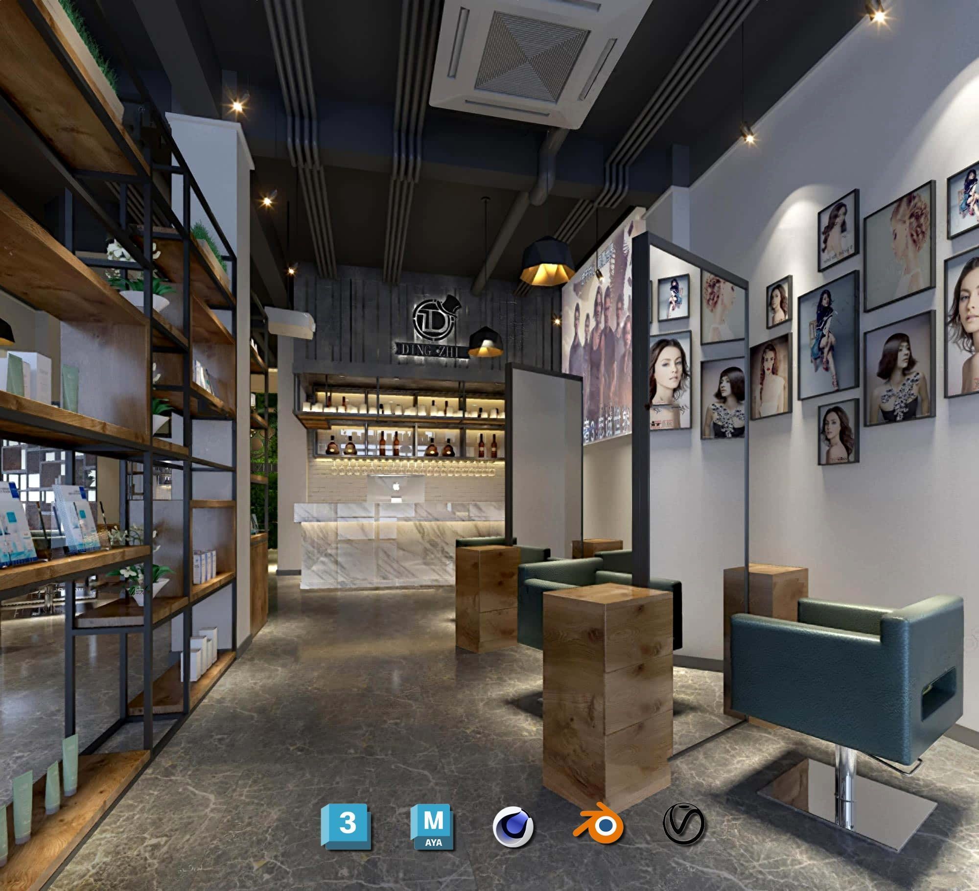 Complete Barber Shop Shampoo Room - High-Detail Collection Low-poly 3D model_87