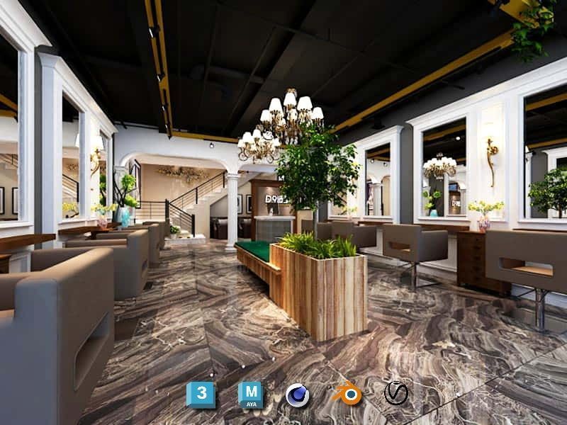 Complete Barber Shop Shampoo Room - High-Detail Collection Low-poly 3D model_113