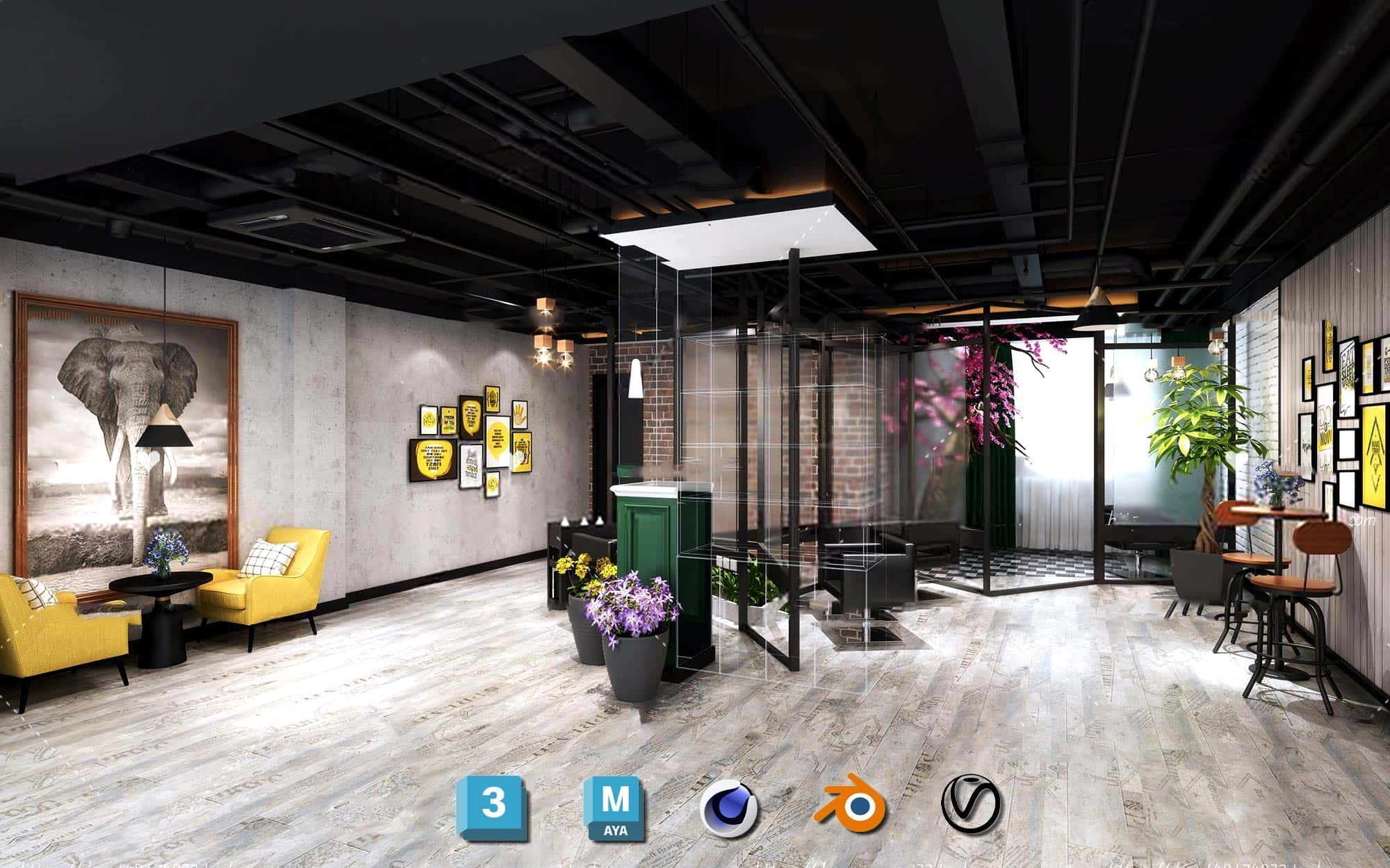 Complete Barber Shop Shampoo Room - High-Detail Collection Low-poly 3D model_55