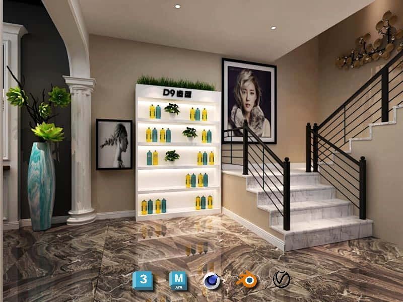 Complete Barber Shop Shampoo Room - High-Detail Collection Low-poly 3D model_120