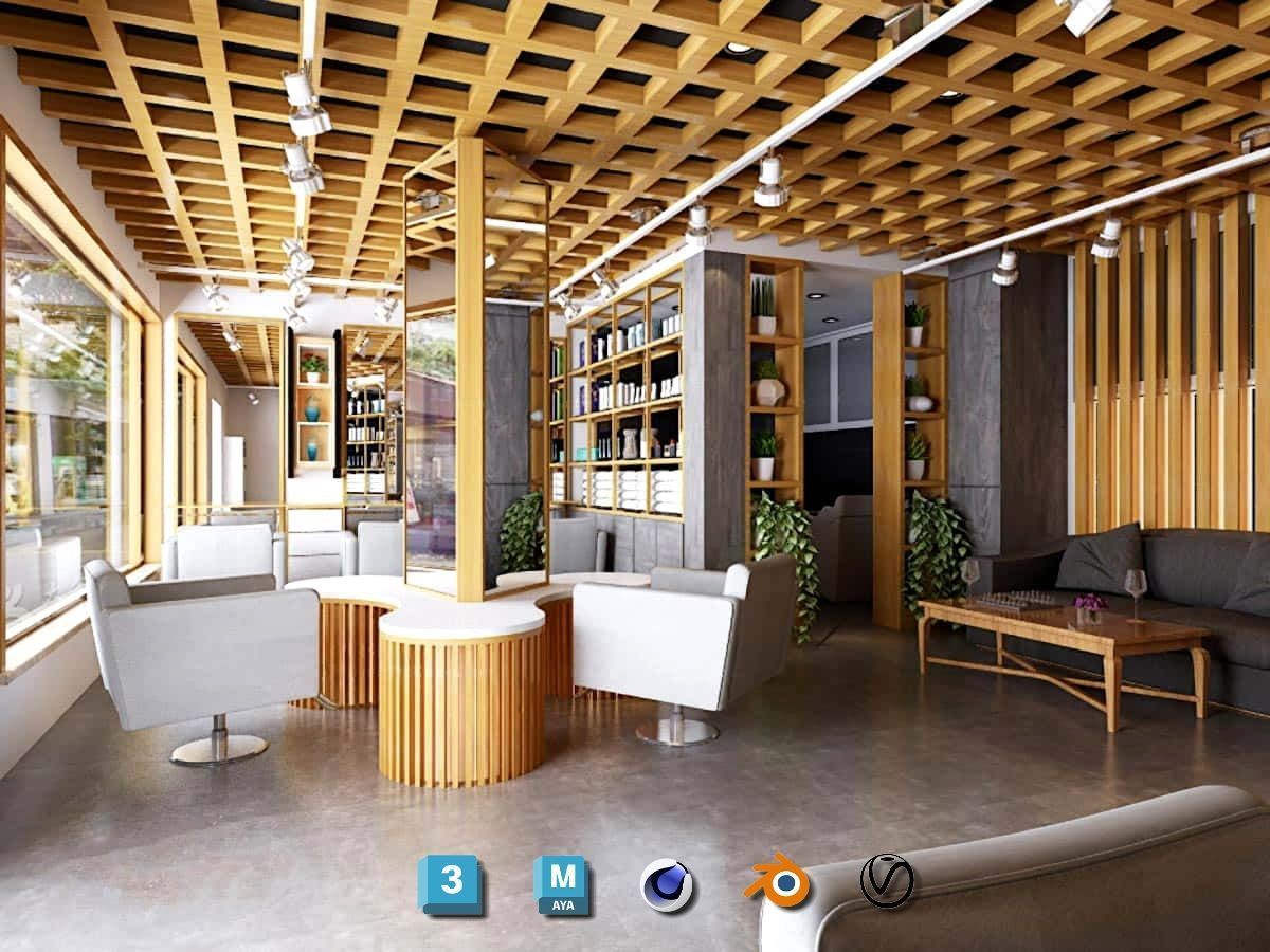 Complete Barber Shop Shampoo Room - High-Detail Collection Low-poly 3D model_121