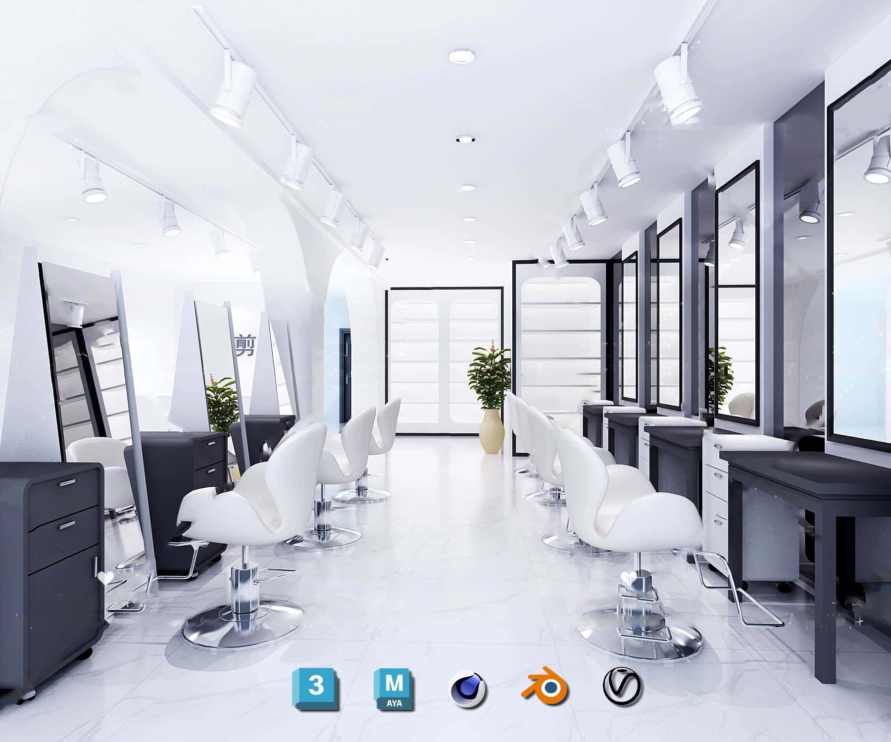 Complete Barber Shop Shampoo Room - High-Detail Collection Low-poly 3D model_4