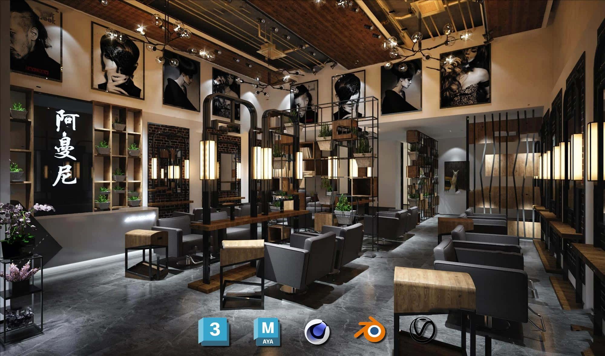 Complete Barber Shop Shampoo Room - High-Detail Collection Low-poly 3D model_79