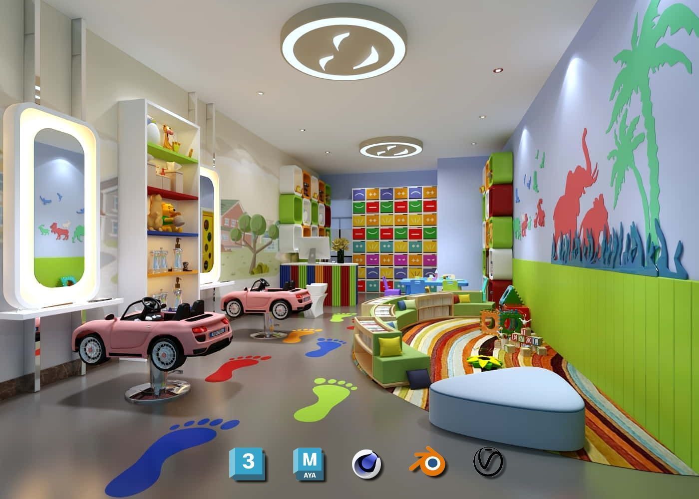 Complete Barber Shop Shampoo Room - High-Detail Collection Low-poly 3D model_2