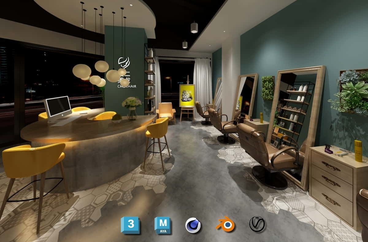 Complete Barber Shop Shampoo Room - High-Detail Collection Low-poly 3D model_51