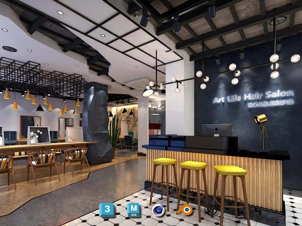 Complete Barber Shop Shampoo Room - High-Detail Collection Low-poly 3D model_106