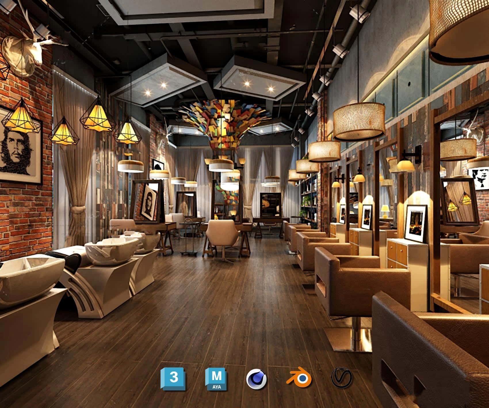 Complete Barber Shop Shampoo Room - High-Detail Collection Low-poly 3D model_108