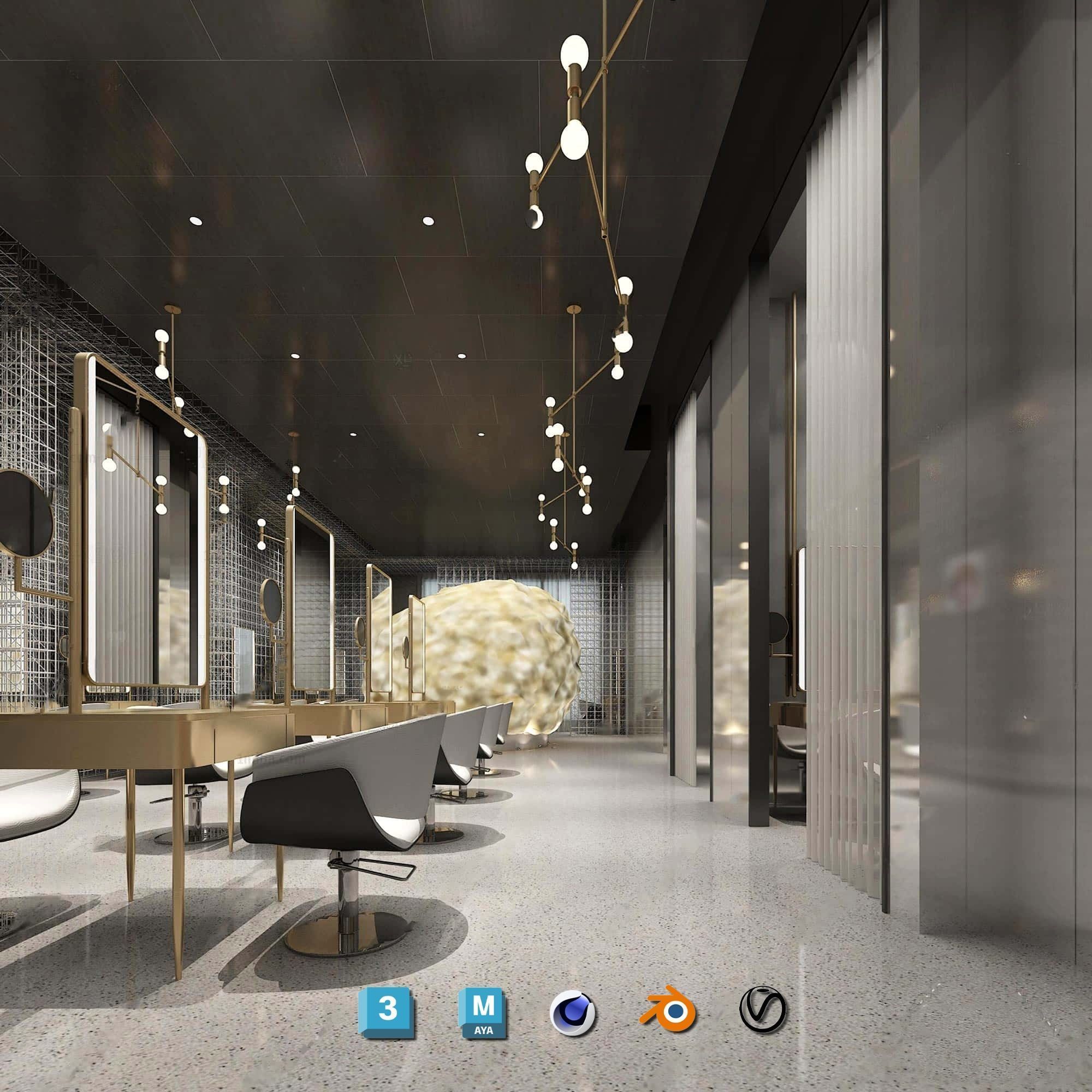 Complete Barber Shop Shampoo Room - High-Detail Collection Low-poly 3D model_64