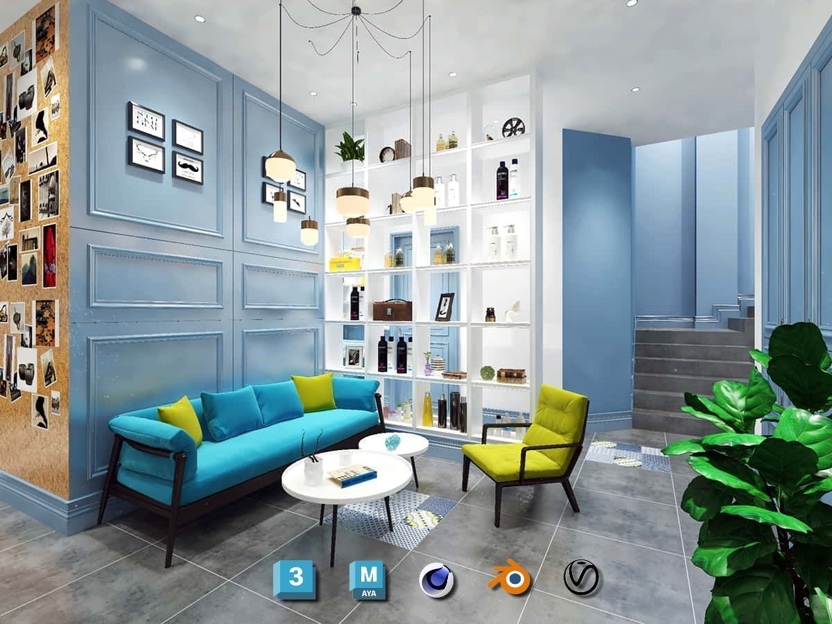 Complete Barber Shop Shampoo Room - High-Detail Collection Low-poly 3D model_52