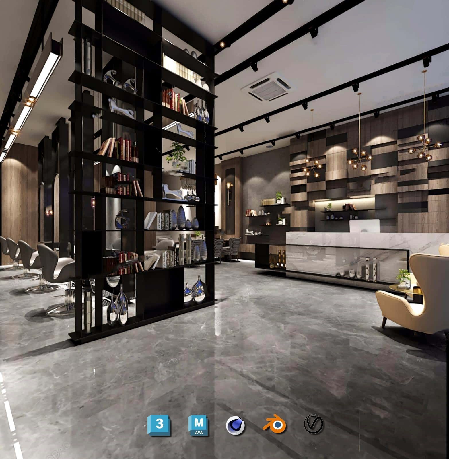 Complete Barber Shop Shampoo Room - High-Detail Collection Low-poly 3D model_118