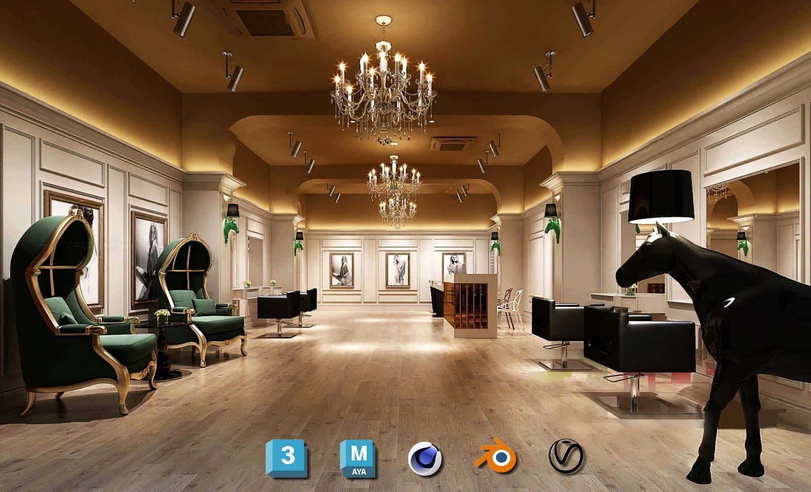 Complete Barber Shop Shampoo Room - High-Detail Collection Low-poly 3D model_27