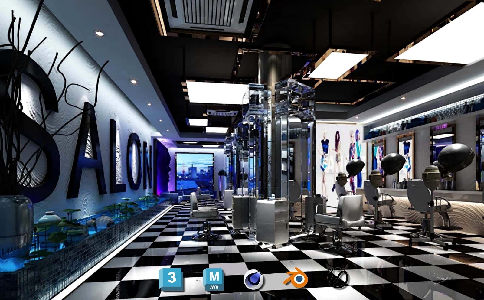 Complete Barber Shop Shampoo Room - High-Detail Collection Low-poly 3D model_16