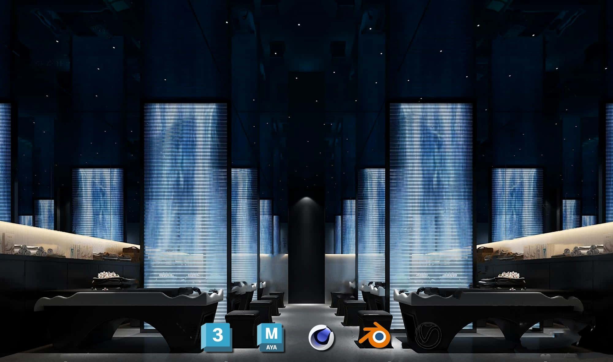 Complete Barber Shop Shampoo Room - High-Detail Collection Low-poly 3D model_74