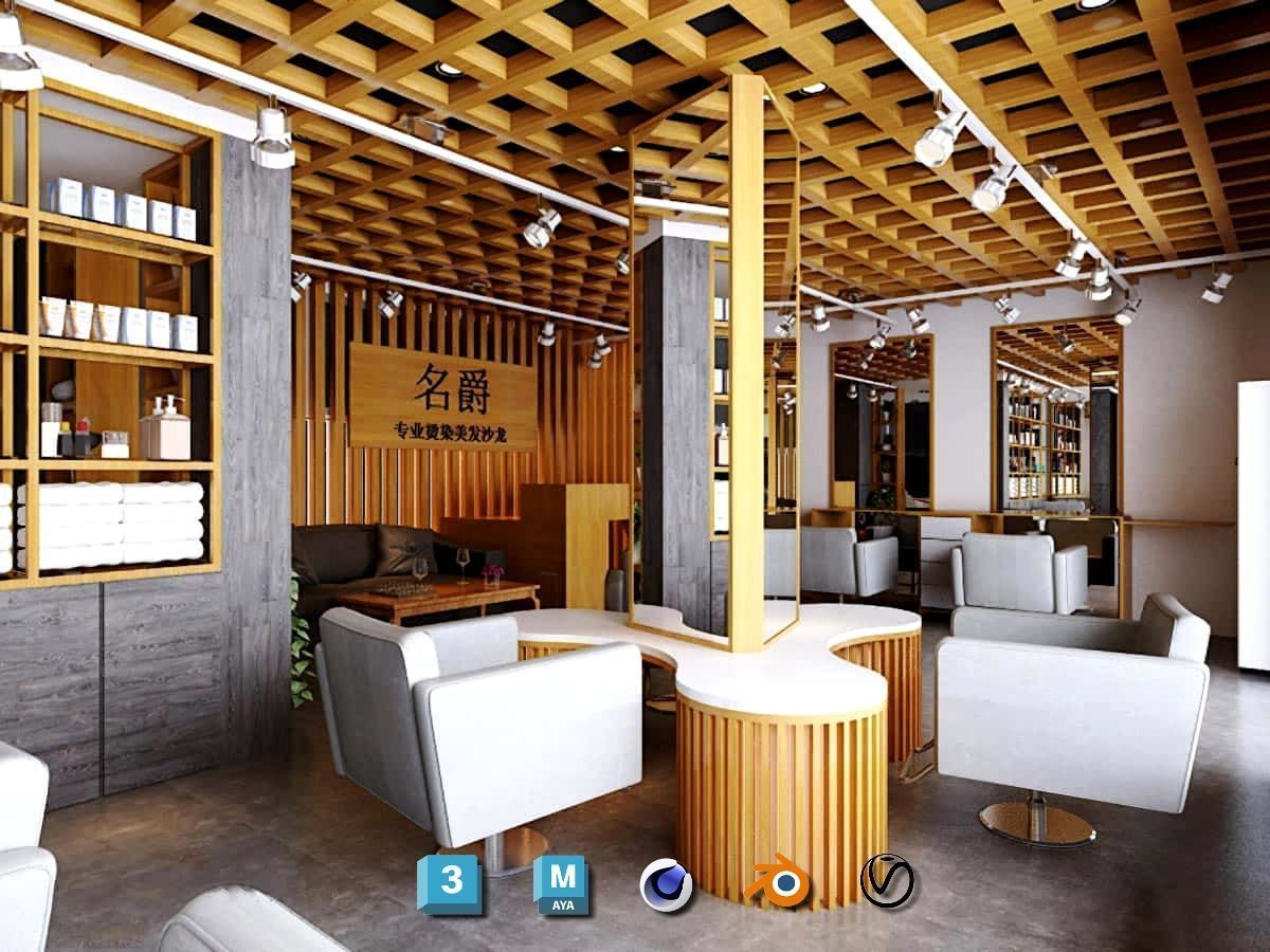 Complete Barber Shop Shampoo Room - High-Detail Collection Low-poly 3D model_119