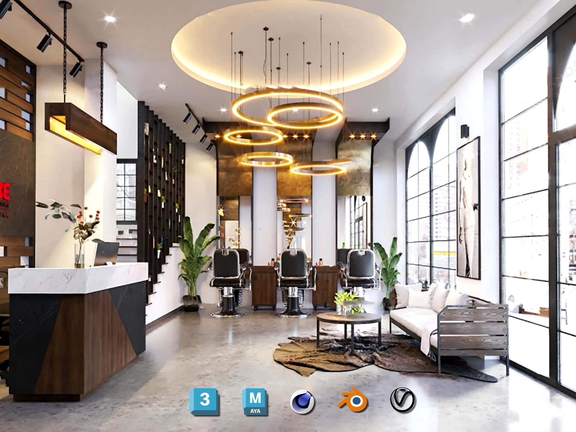 Complete Barber Shop Shampoo Room - High-Detail Collection Low-poly 3D model_38