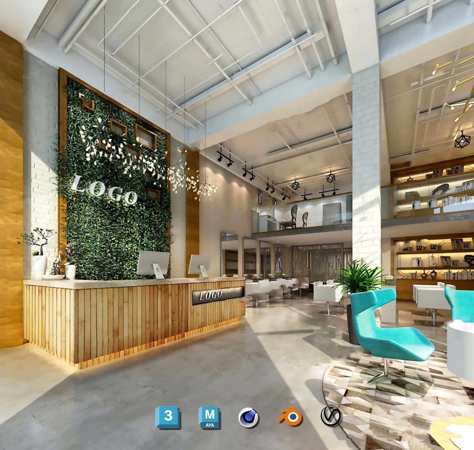 Complete Barber Shop Shampoo Room - High-Detail Collection Low-poly 3D model_100