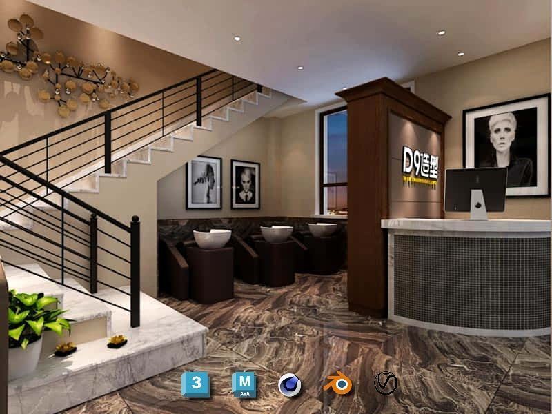 Complete Barber Shop Shampoo Room - High-Detail Collection Low-poly 3D model_112