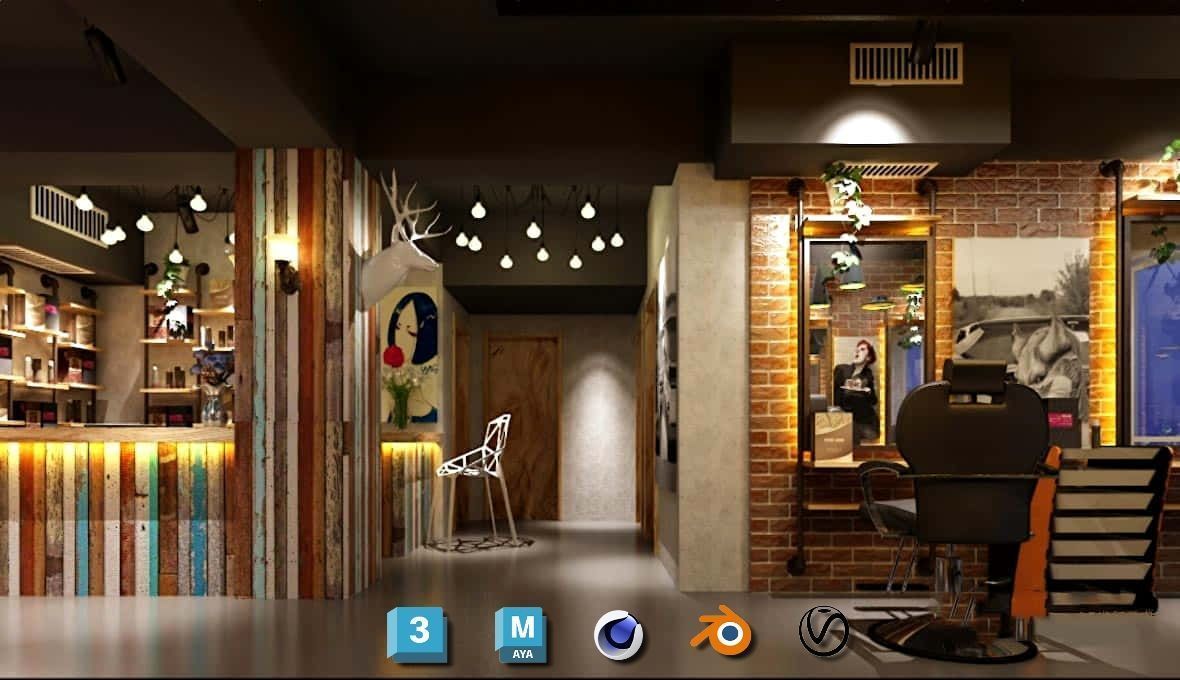 Complete Barber Shop Shampoo Room - High-Detail Collection Low-poly 3D model_13