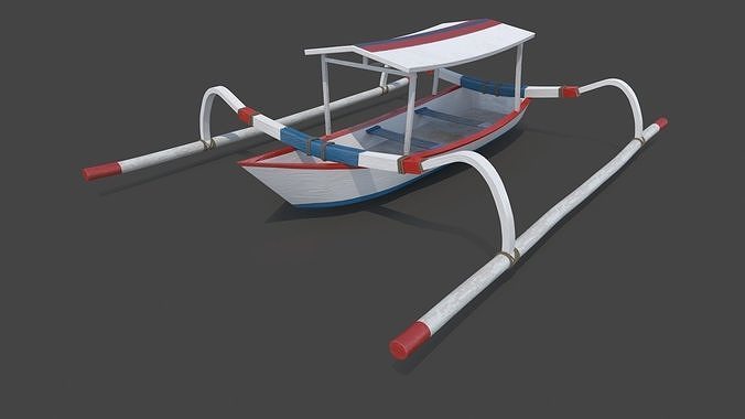 Traditional Bali Boat Jukung Low-poly 3D model