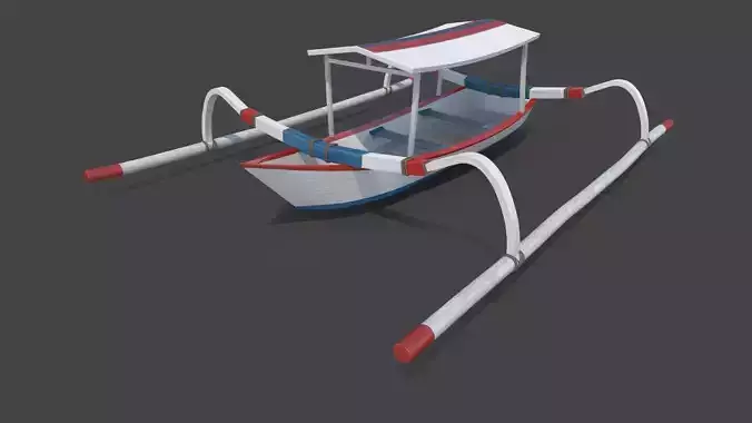 Traditional Bali Boat Jukung Low-poly 3D model