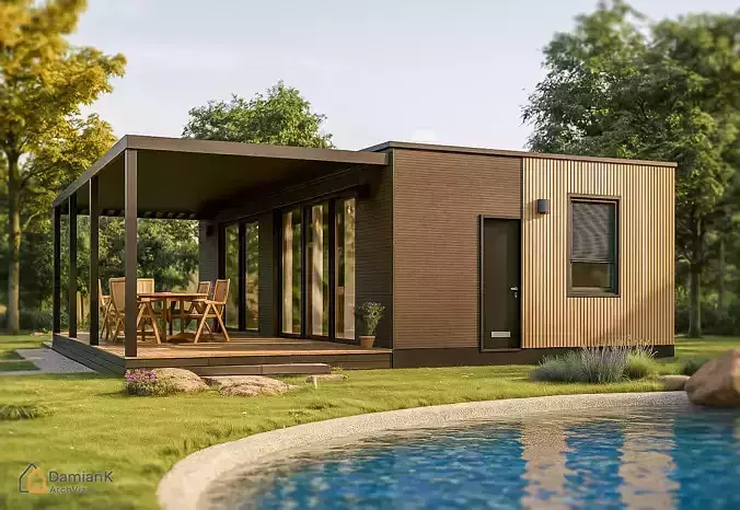 Modular House 3D Model  plan with dimensions