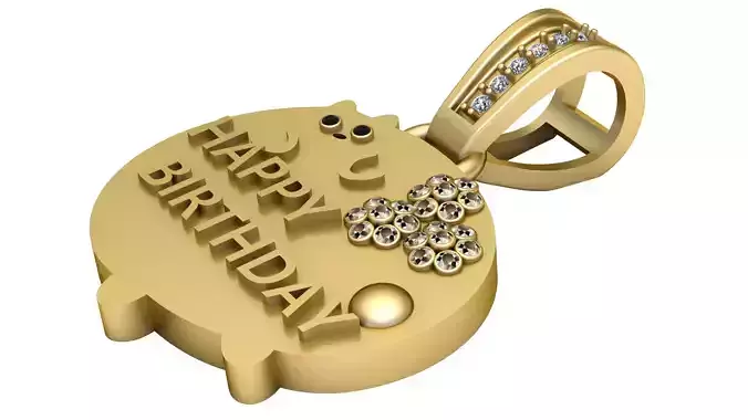Happy Birthday Pendant 3D printable model  