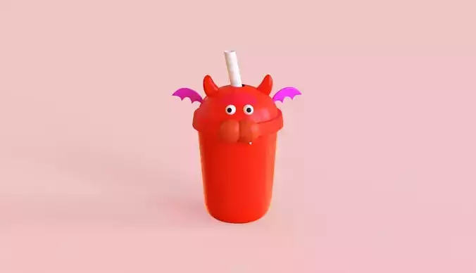 Devil with Bubble Tea Pack Low-poly 3D model