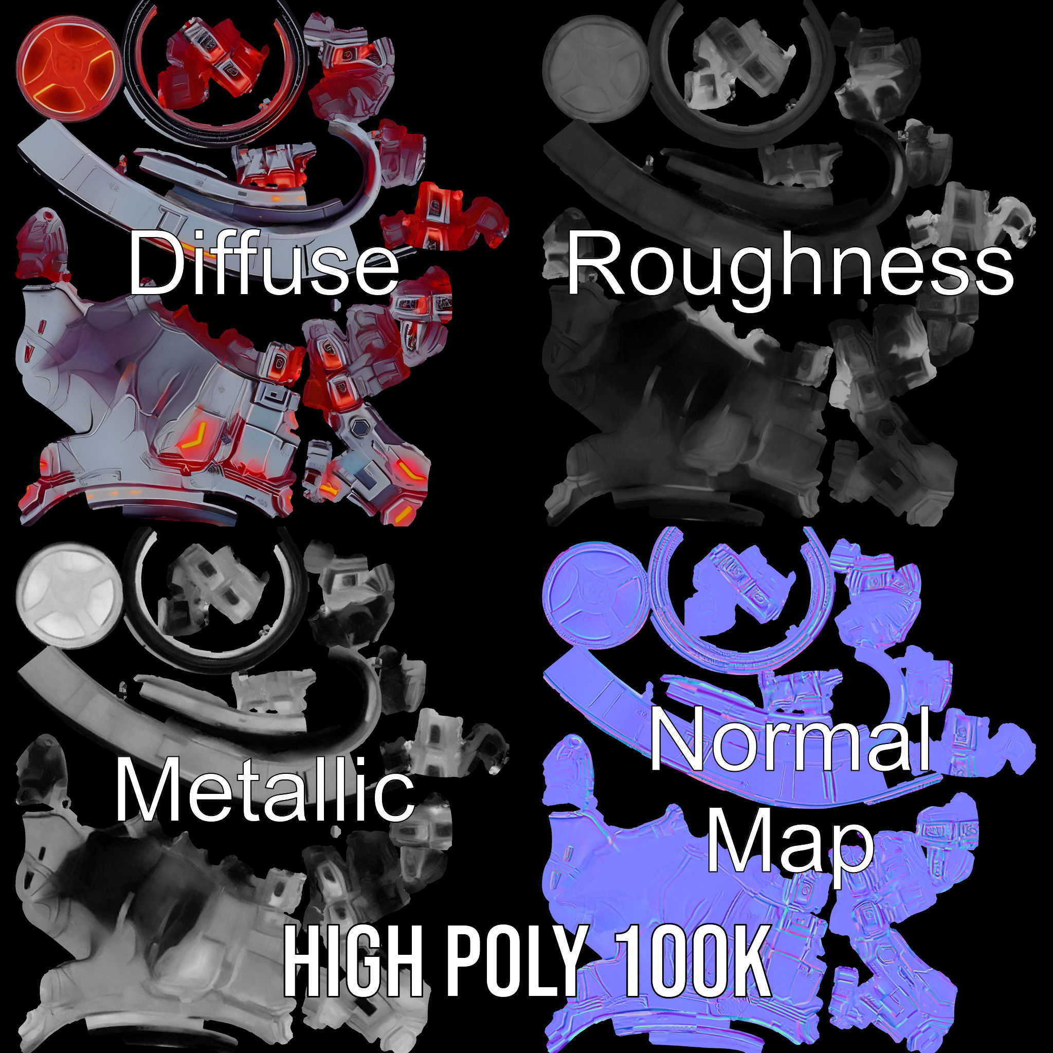 Futuristic Robotic Hand model pack Low-poly 3D model_4