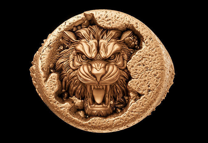 Rock tiger silver gold Ring printable 3d model 3D print model