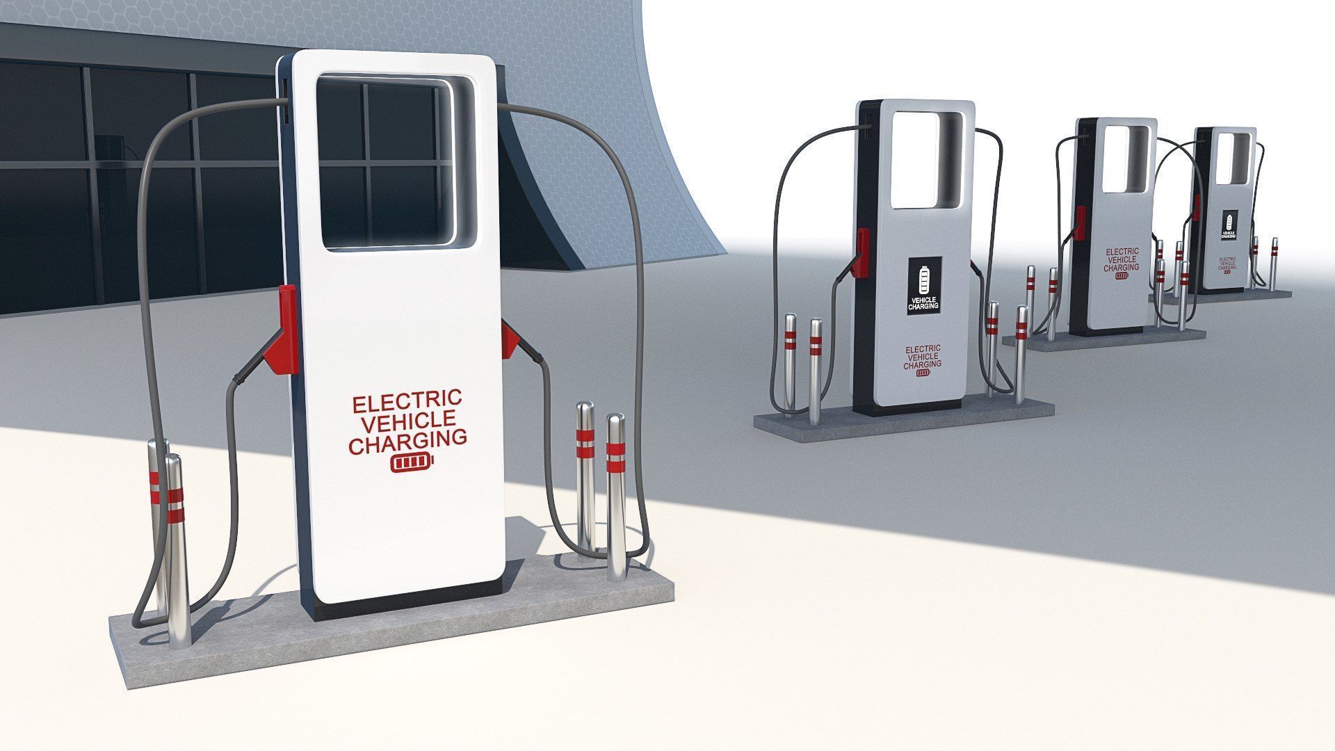 Electric Vehicle Charging Low-poly 3D model_7