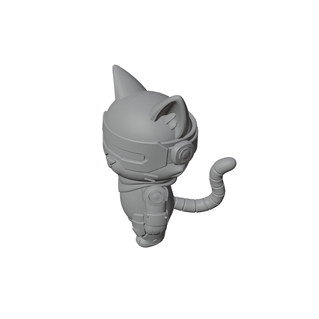 Cyberpunk Cat 3D Printable Sci-Fi Cat Model STL OBJ GLB Format 3D print model_2