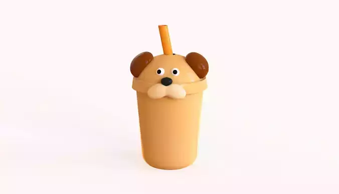 Dog with Bubble Tea Pack 03 Low-poly 3D model