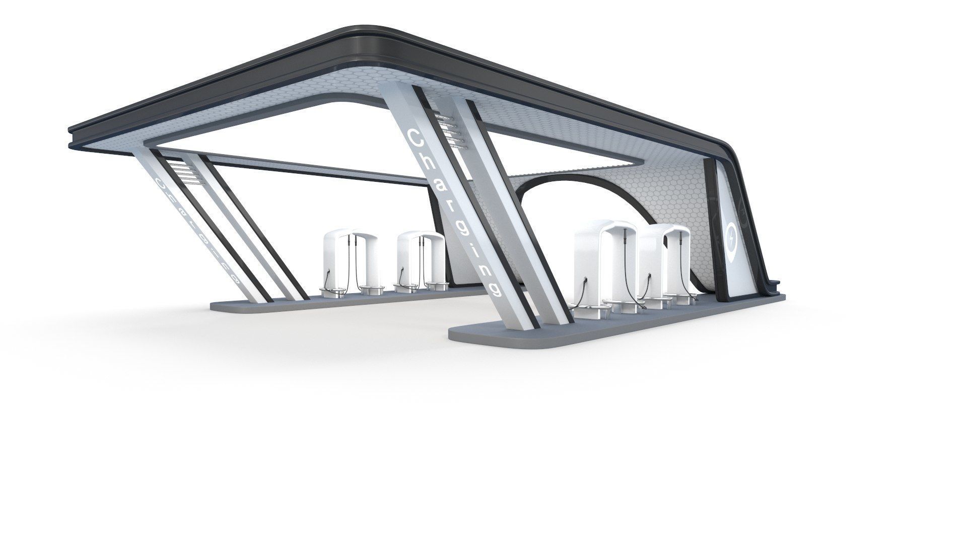 Electric Vehicle Charging Low-poly 3D model_3