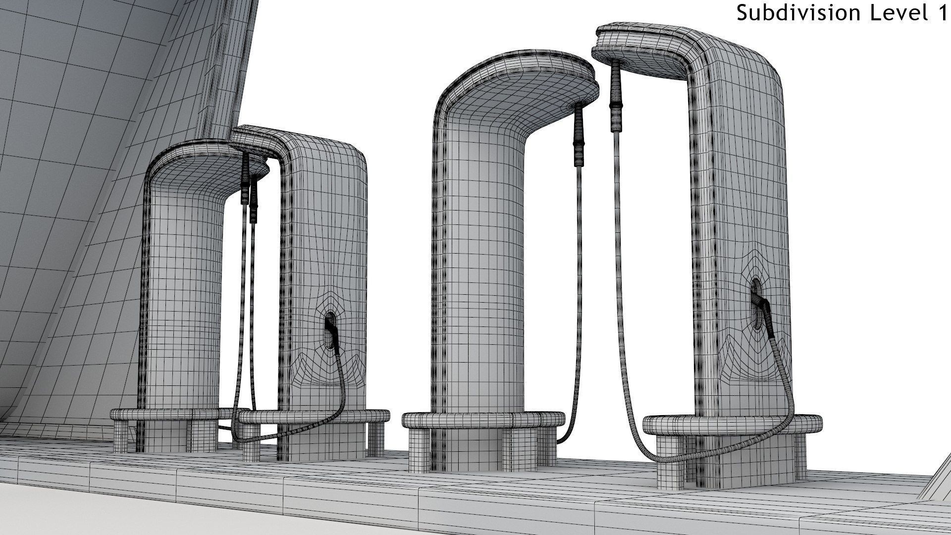 Electric Vehicle Charging Low-poly 3D model_11