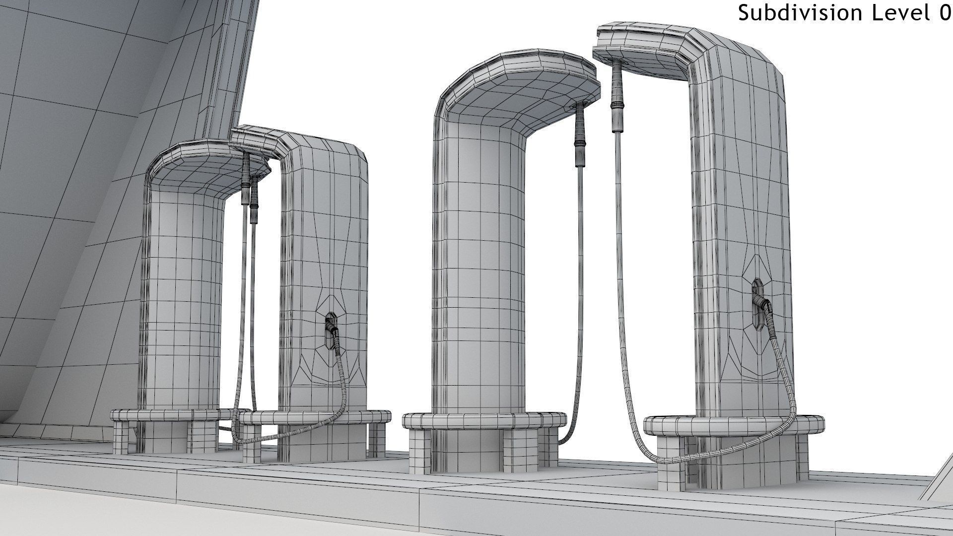 Electric Vehicle Charging Low-poly 3D model_10